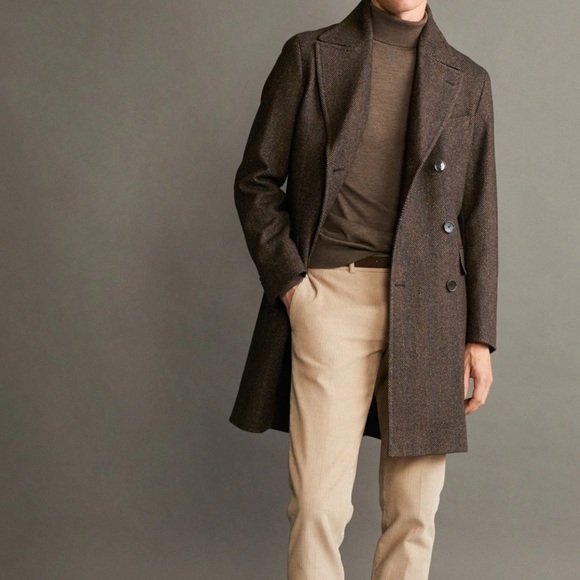 SOLD! Mango Man - Herringbone Tailored Coat - Picture 7 of 11